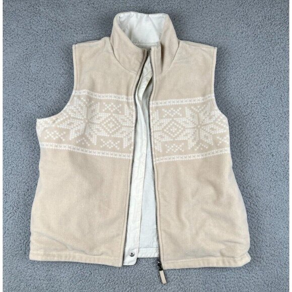 LRL Ralph Lauren Vest Womens XL Ivory Beige Fleece Reversible Zip Up Sleeveless - Picture 2 of 11